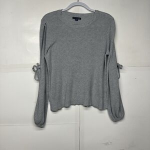 American Eagle Women’s Xl Light Gray Knit Sweater Tie Sleeve Casual Top